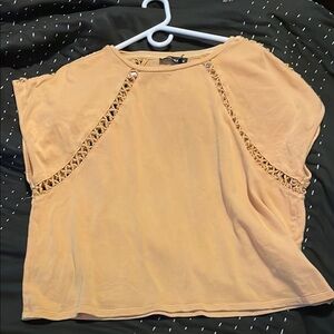 Women's Tan Top with Crochet Detail